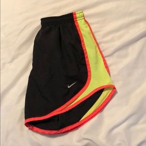 Black Nike Shorts with Yellow and Pink Detailing